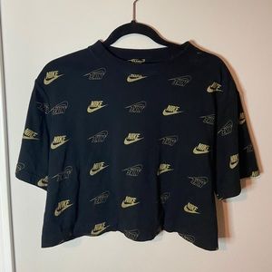 Nike black and gold cropped tee